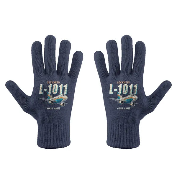 Lockheed L-1011 TriStar - Gloves - Full - Cartoon + Name - Navy Blue