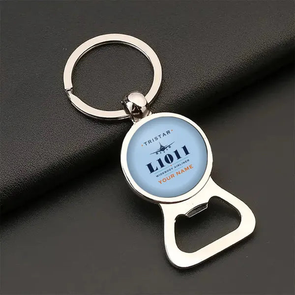 L-1011 TriStar - Heritage + Name - Bottle Opener Key Chain - Light Blue