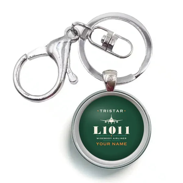 L-1011 TriStar - Heritage + Name - Circle Key Chain - Dark Green