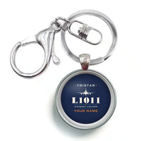 Thumbnail for L-1011 TriStar - Heritage + Name - Circle Key Chain - Navy Blue
