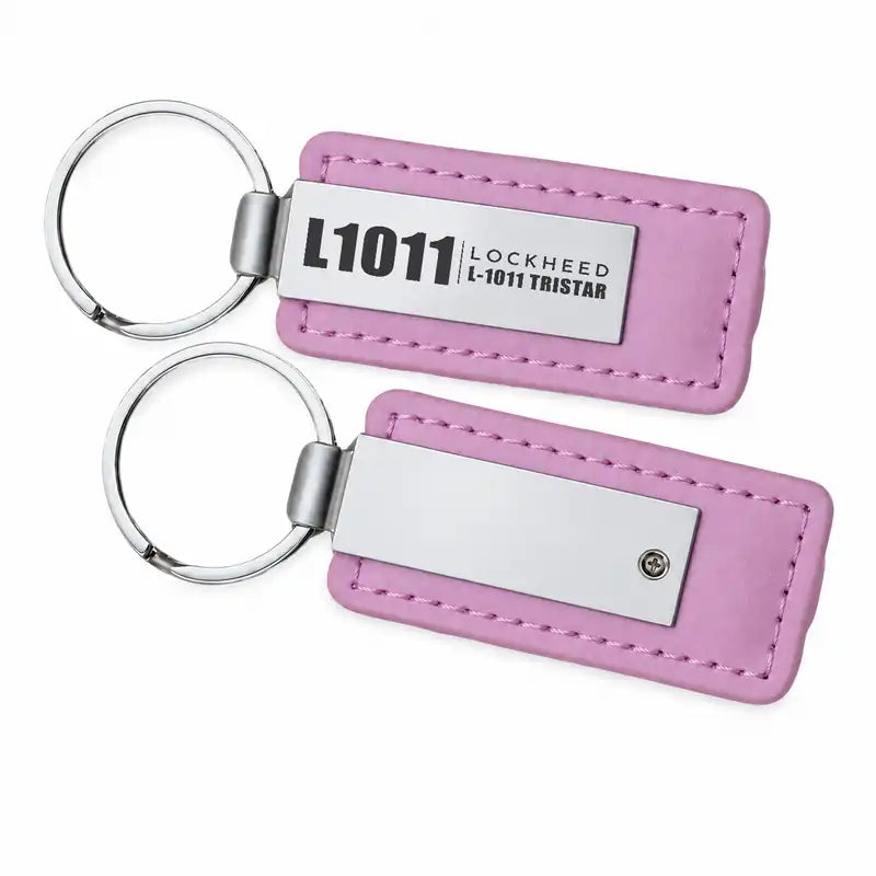 L-1011 TriStar - Leather Key Chain - Faux Leather - Tag - Pink