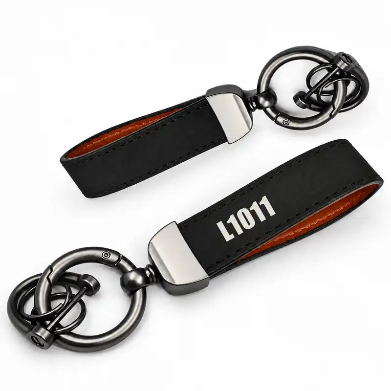 L-1011 TriStar - Leather Key Chain - Horseshoe Buckle - Tag - Black