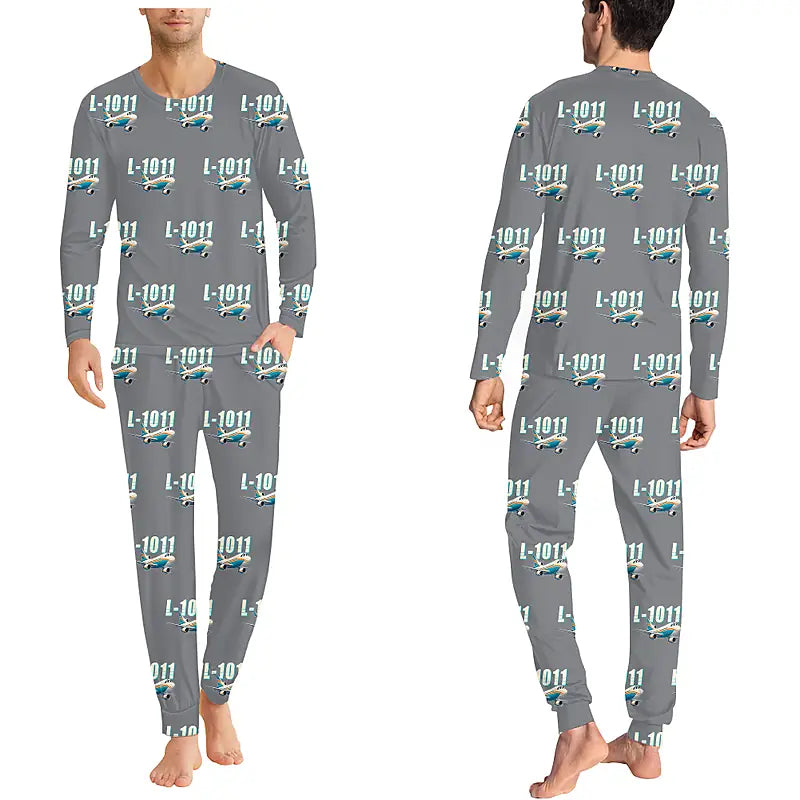 L-1011 TriStar - Men Pajamas - Cartoon Pattern - Gray
