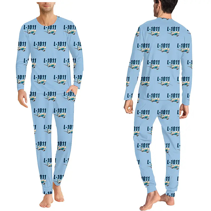 L-1011 TriStar - Men Pajamas - Cartoon Pattern - Light Blue