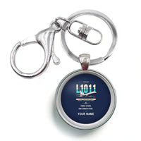 Thumbnail for L-1011 TriStar - Original + Name - Circle Key Chain - Navy Blue