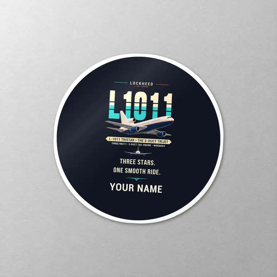 L-1011 TriStar - Original + Name - Circle Sticker - Close-up