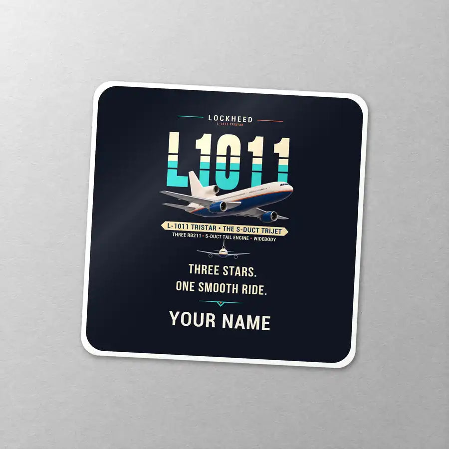 L-1011 TriStar - Original + Name - Square Sticker - Close-up