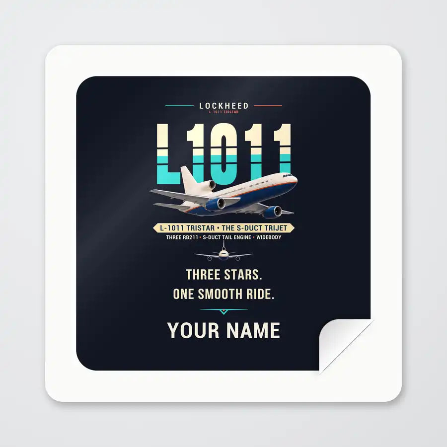 L-1011 TriStar - Original + Name - Square Sticker - Peel