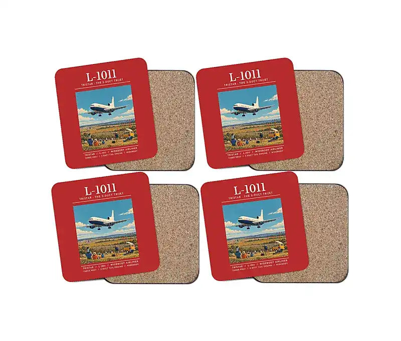 L-1011 TriStar - Poster - Coaster Set - Red