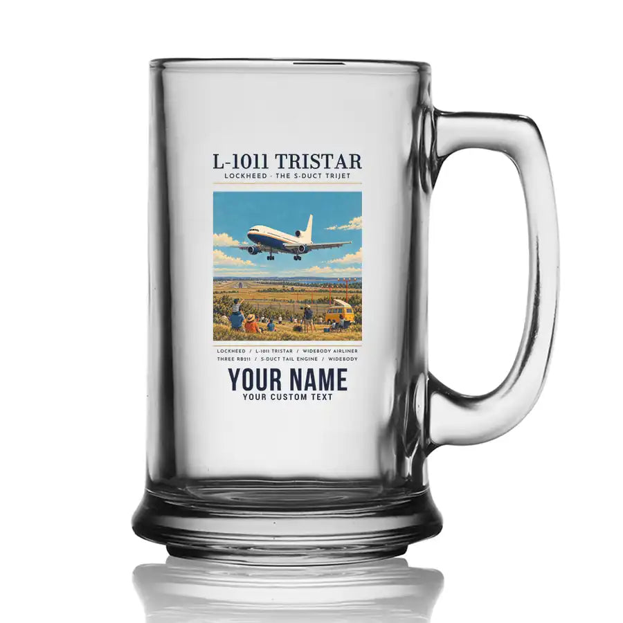 L-1011 TriStar - Poster + Name - Beer Glass with Holder