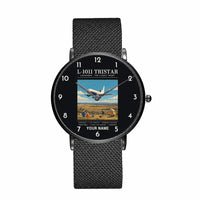 Thumbnail for L-1011 TriStar - Poster + Name - Slim Mesh - Black and Stainless Steel Strap