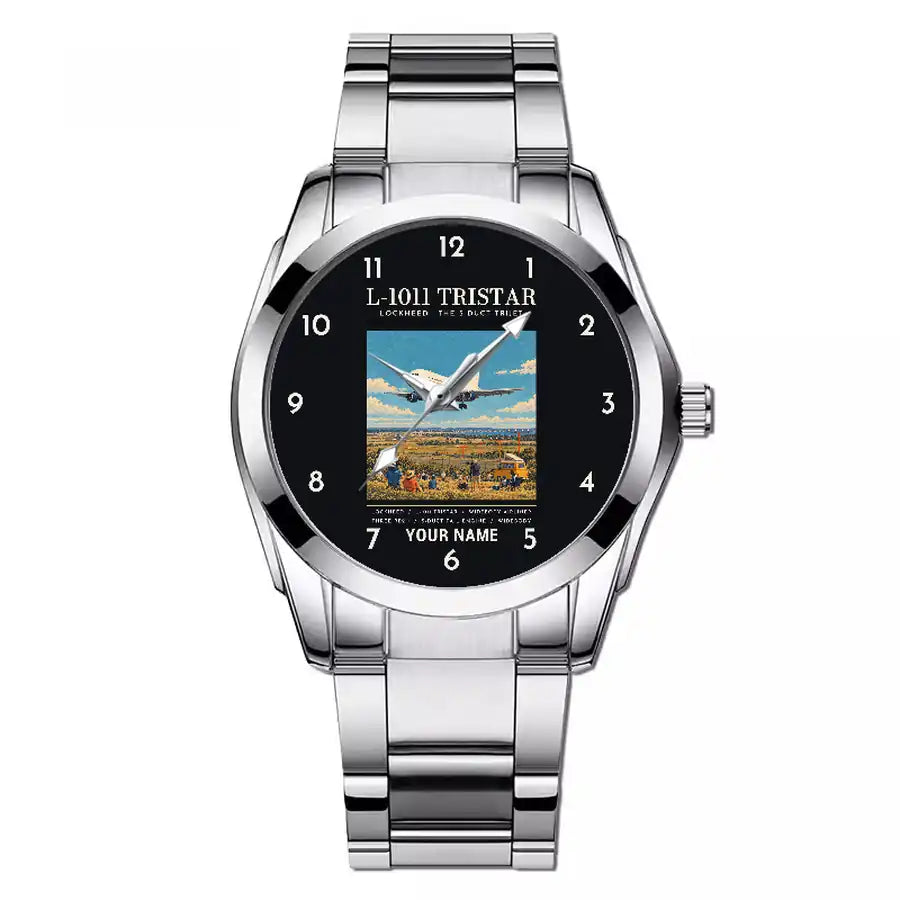 L-1011 TriStar - Poster + Name - Stainless Steel Band - For Men