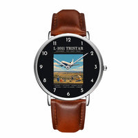 Thumbnail for L-1011 TriStar - Poster - Slim Leather - Silver and Brown Leather Strap