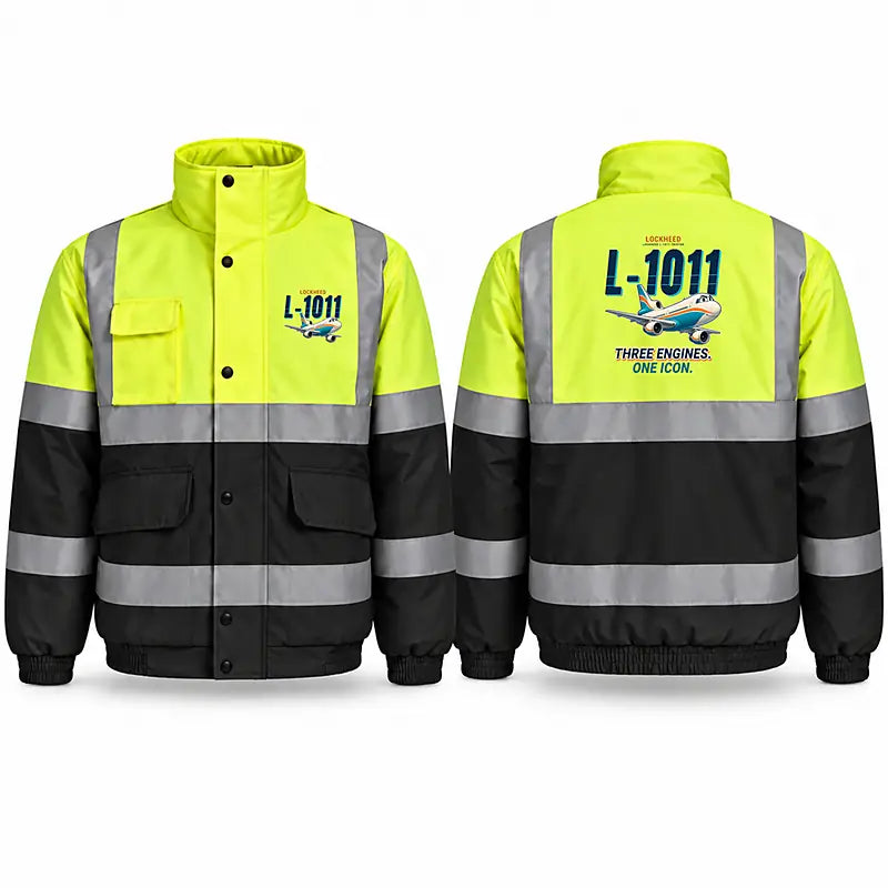 Lockheed L-1011 TriStar Reflective Winter Jackets - Cartoon - Fluorescent Yellow & Navy