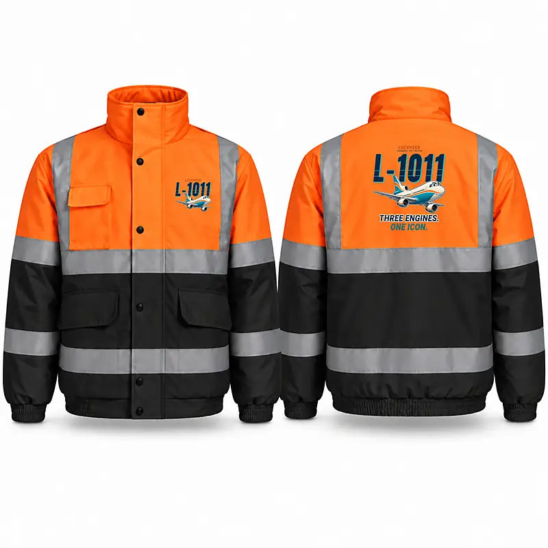 Lockheed L-1011 TriStar Reflective Winter Jackets - Cartoon - Orange & Navy