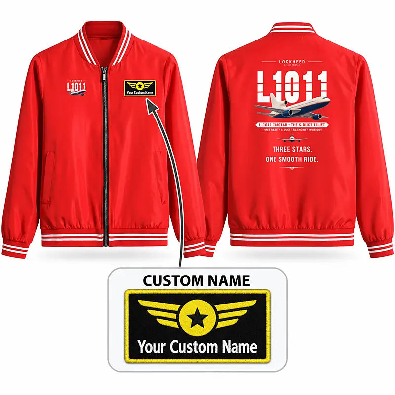 Lockheed L-1011 TriStar Stylish Jackets - Baseball Collar - Original + Name - Red