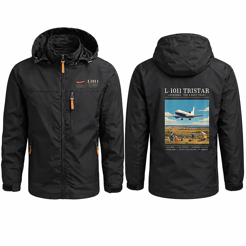 Lockheed L-1011 TriStar Stylish Jackets - Hooded Windbreaker - Poster - Black