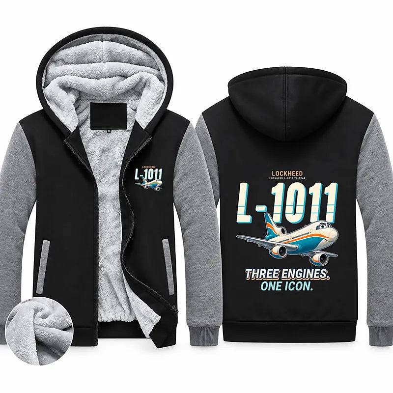 Lockheed L-1011 TriStar Zipped Sweatshirts - Cartoon - Black & Gray