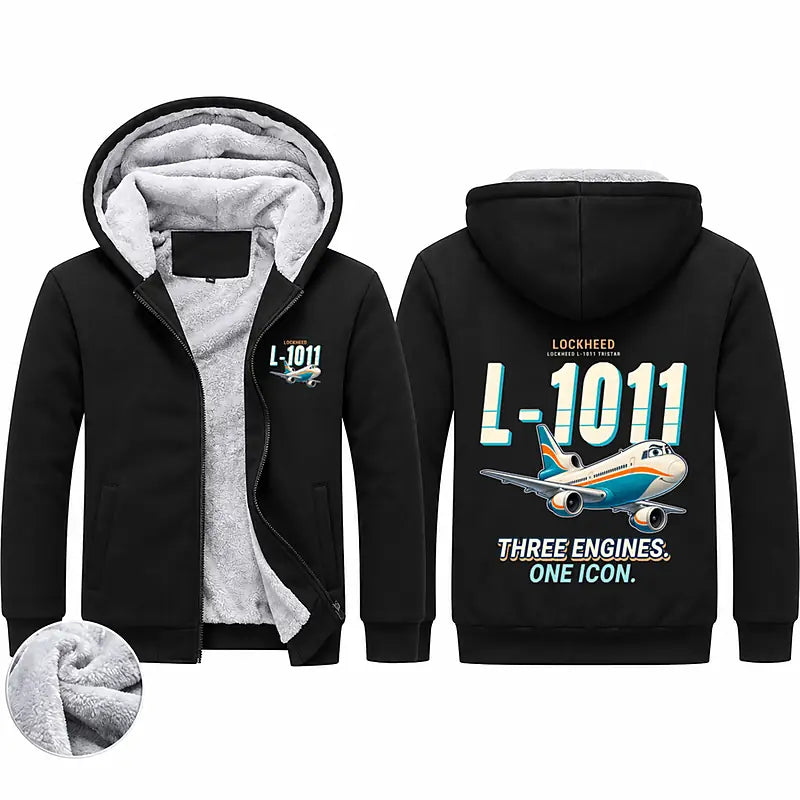 Lockheed L-1011 TriStar Zipped Sweatshirts - Cartoon - Black