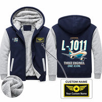 Thumbnail for Lockheed L-1011 TriStar Zipped Sweatshirts - Cartoon + Name - Navy & Gray