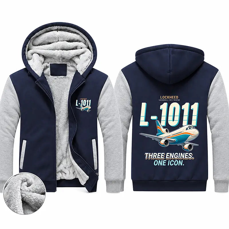 Lockheed L-1011 TriStar Zipped Sweatshirts - Cartoon - Navy & Gray