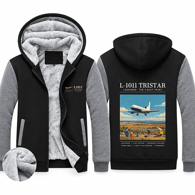 Lockheed L-1011 TriStar Zipped Sweatshirts - Poster - Black & Gray