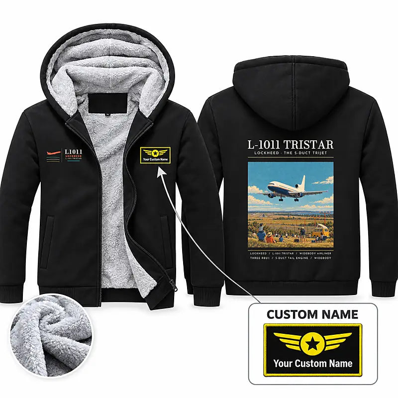 Lockheed L-1011 TriStar Zipped Sweatshirts - Poster + Name - Black