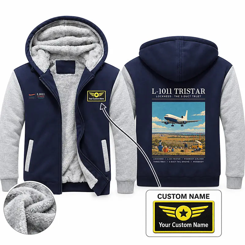 Lockheed L-1011 TriStar Zipped Sweatshirts - Poster + Name - Navy & Gray