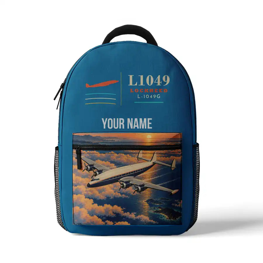Lockheed L-1049G Super Constellation - 3D Backpack - Light Blue + Name