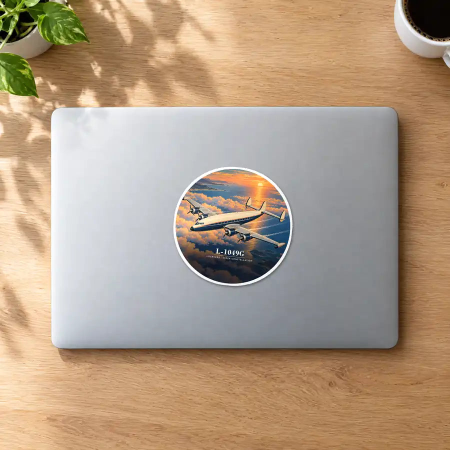 L-1049G Super Constellation - 3D - Circle Sticker - MacBook