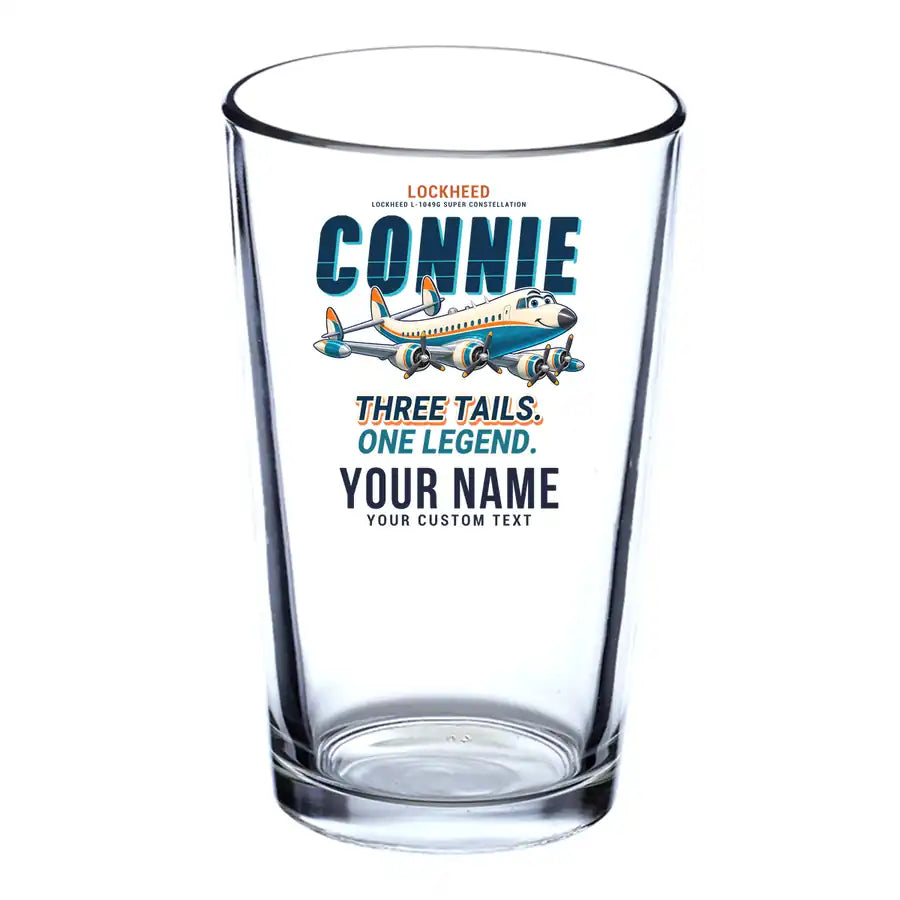 Lockheed L-1049G Super Constellation - Cartoon + Name - Beer & Water Glass