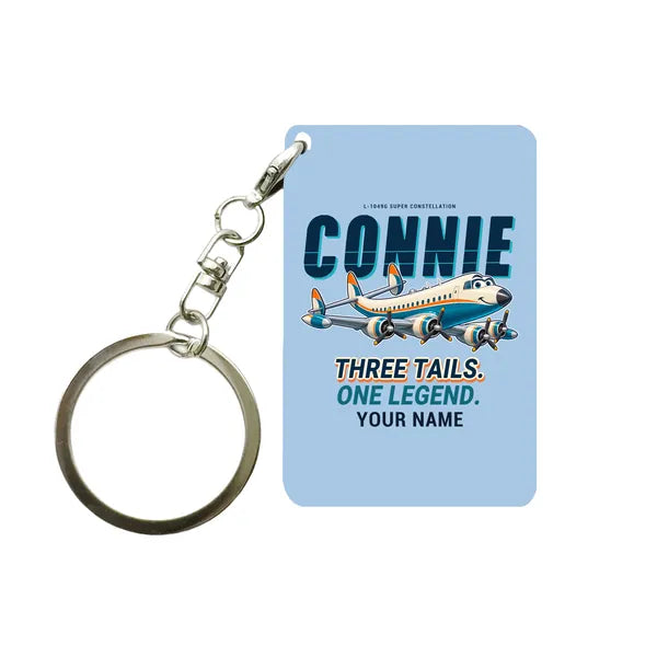 L-1049G Super Constellation - Cartoon + Name - Key Chain - Light Blue