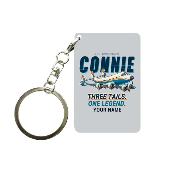 L-1049G Super Constellation - Cartoon + Name - Key Chain - Light Gray