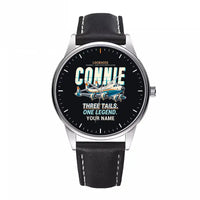 Thumbnail for L-1049G Super Constellation - Cartoon + Name - Leather Strap - Black Leather Strap