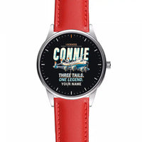 Thumbnail for L-1049G Super Constellation - Cartoon + Name - Leather Strap - Red Leather Strap