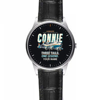 Thumbnail for L-1049G Super Constellation - Cartoon + Name - Leather Strap - Striped Black Leather Strap
