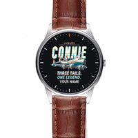 Thumbnail for L-1049G Super Constellation - Cartoon + Name - Leather Strap - Striped Brown Leather Strap