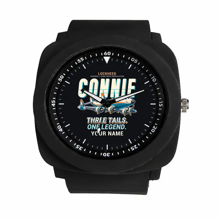 L-1049G Super Constellation - Cartoon + Name - Rubber Strap - Black