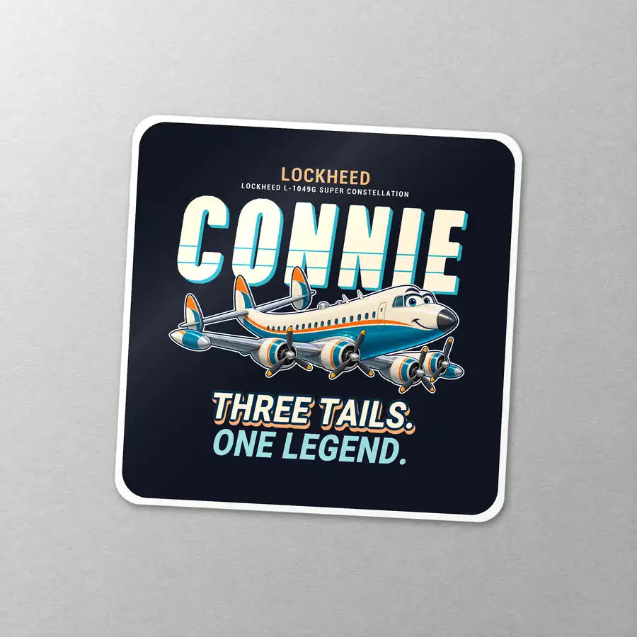 L-1049G Super Constellation - Cartoon - Square Sticker - Close-up