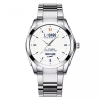 Thumbnail for L-1049G Super Constellation - Classic - White + Name - Stainless Steel Band - For Men