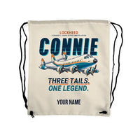 Thumbnail for Lockheed L-1049G Super Constellation - Drawstring Bag - Cartoon + Name - Beige