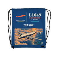 Thumbnail for Lockheed L-1049G Super Constellation - Drawstring Bag - Classic + Name - Blue
