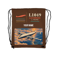 Thumbnail for Lockheed L-1049G Super Constellation - Drawstring Bag - Classic + Name - Brown