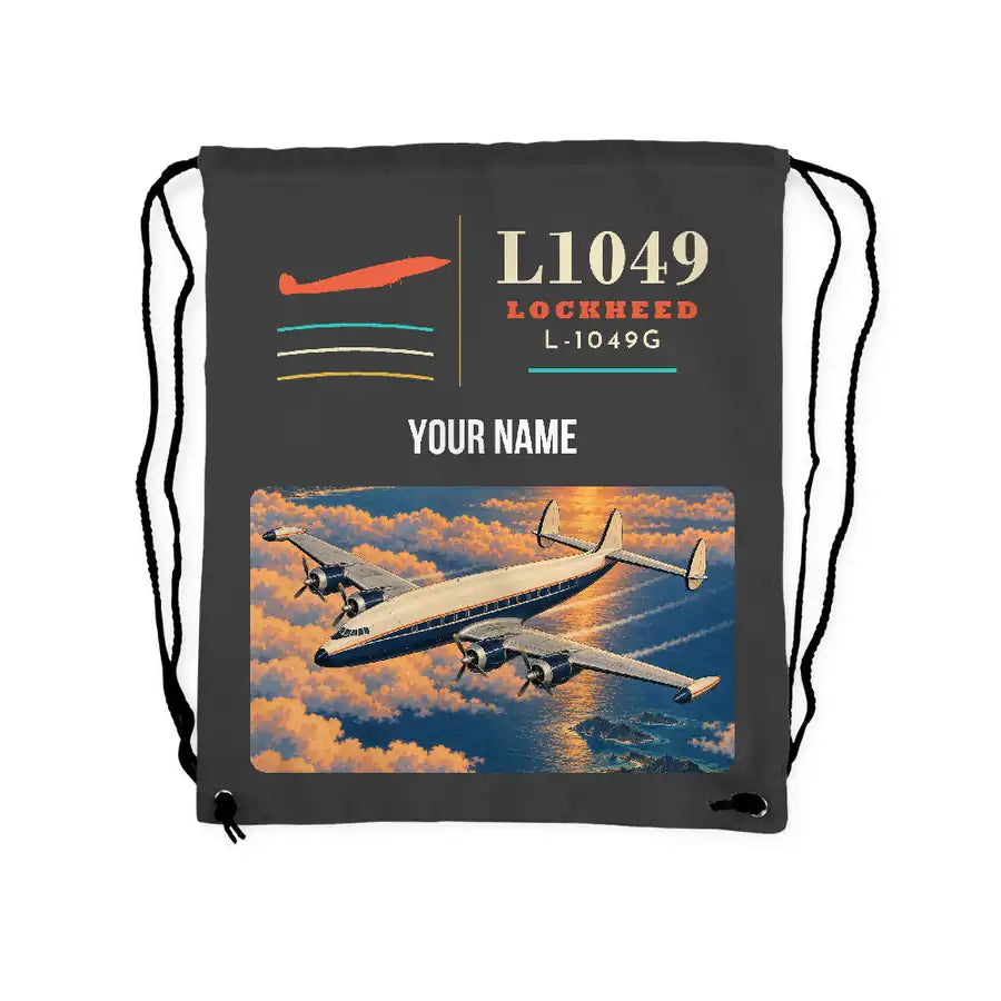 Lockheed L-1049G Super Constellation - Drawstring Bag - Classic + Name - Gray