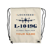 Thumbnail for Lockheed L-1049G Super Constellation - Drawstring Bag - Heritage + Name - Beige