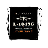 Thumbnail for Lockheed L-1049G Super Constellation - Drawstring Bag - Heritage + Name - Black