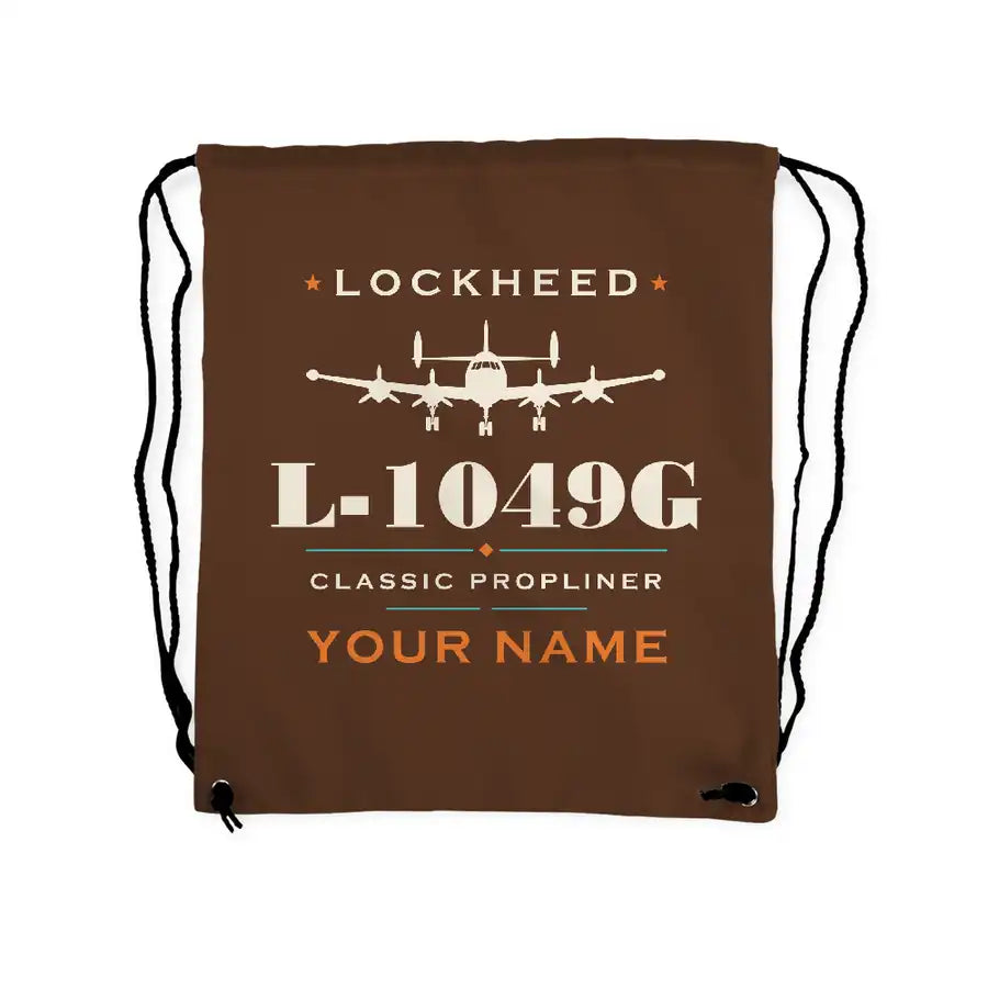 Lockheed L-1049G Super Constellation - Drawstring Bag - Heritage + Name - Brown