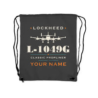 Thumbnail for Lockheed L-1049G Super Constellation - Drawstring Bag - Heritage + Name - Gray