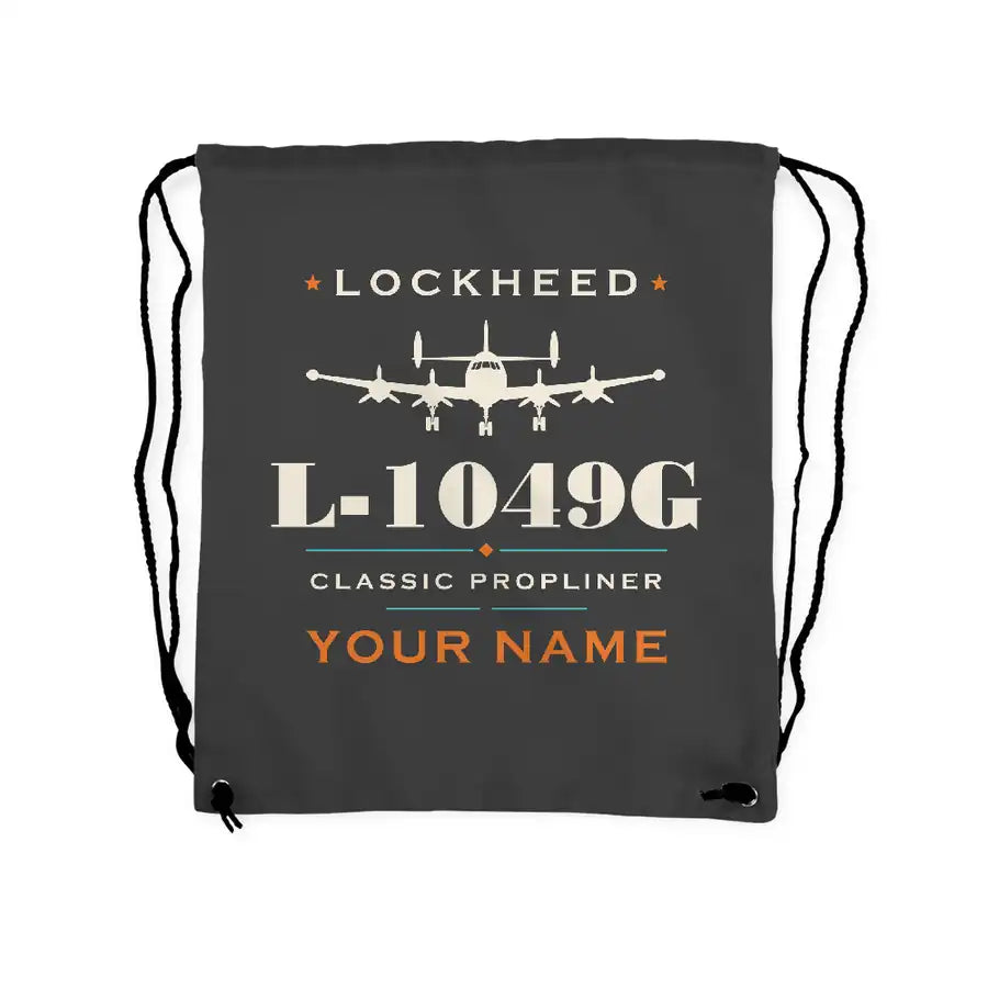 Lockheed L-1049G Super Constellation - Drawstring Bag - Heritage + Name - Gray
