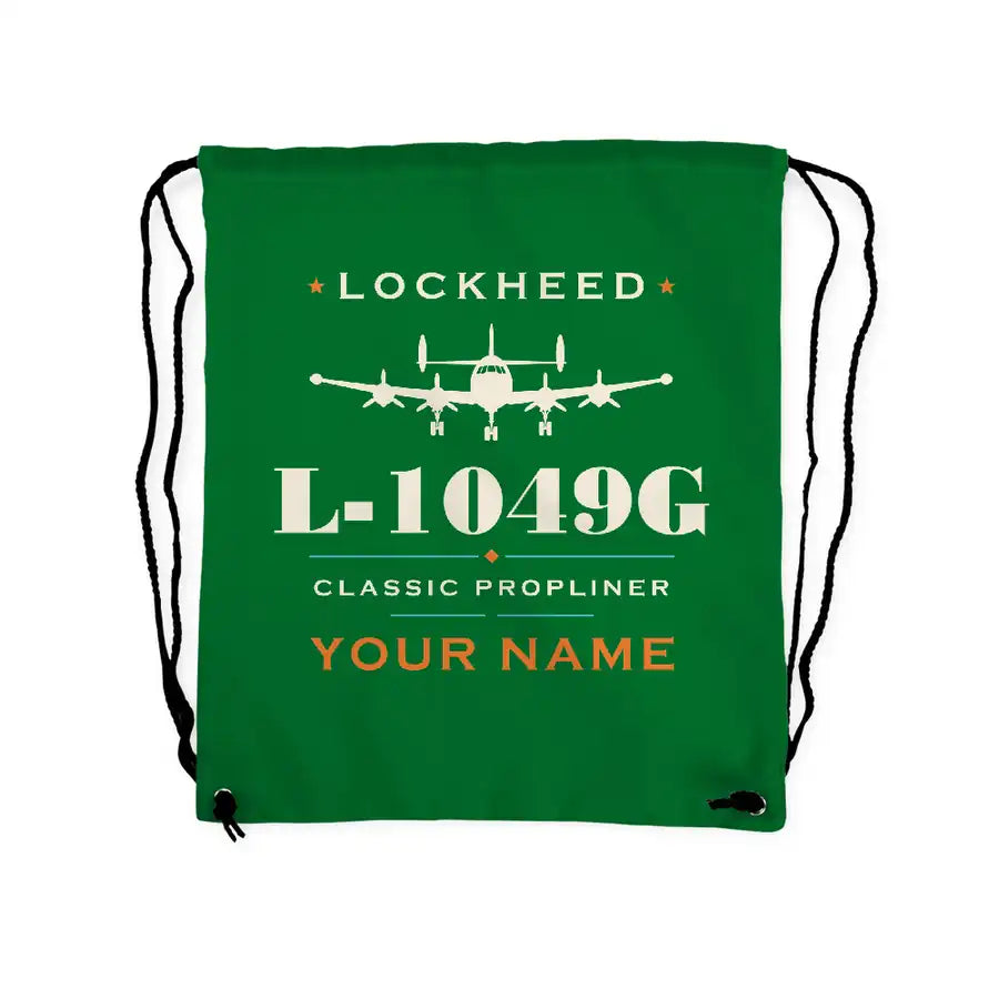 Lockheed L-1049G Super Constellation - Drawstring Bag - Heritage + Name - Green